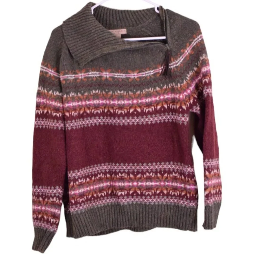 Mountain Lake Cotton Chunky Warm Thick Fall Cozy Sweater Cabincore Cottage - M